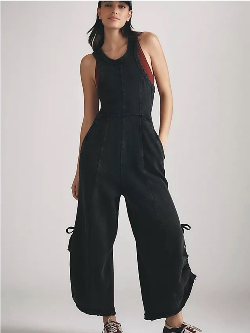 New Anthropologie Daily Horizon Wide-Leg Knit Jumpsuit black XS